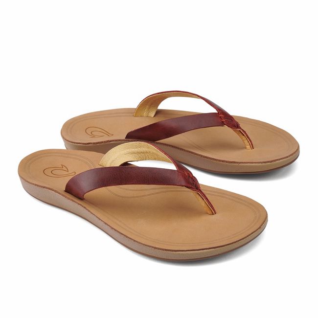 Sandalias Olukai Nonohe - Chanclas Mujer Rojos 20296-418